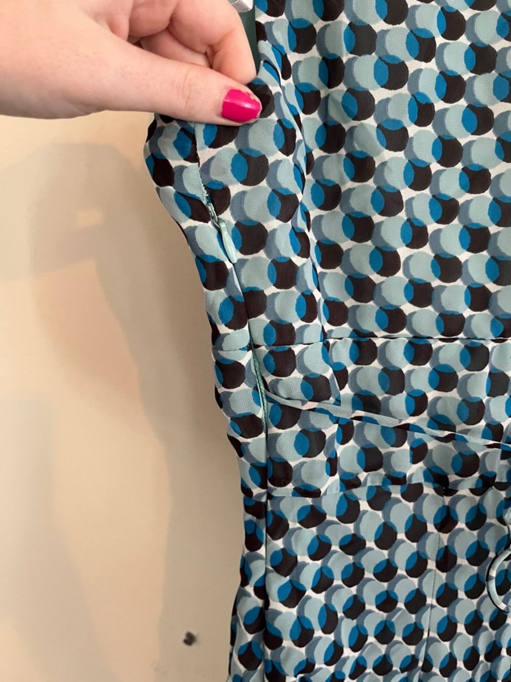 Vintage Dressbarn‎ Y2K Blue Dress Flutter Fairy Surplice Babydoll Geometric Mod - Picture 7 of 7